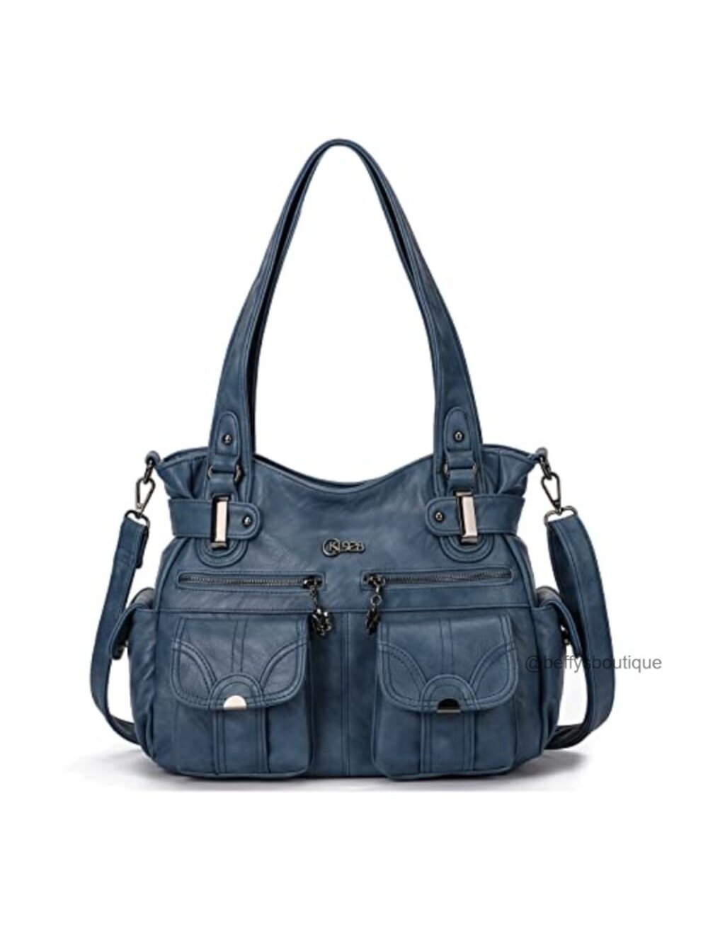 Large Hobo Tote PU Leather Multi-Pocket Shoulder Bag